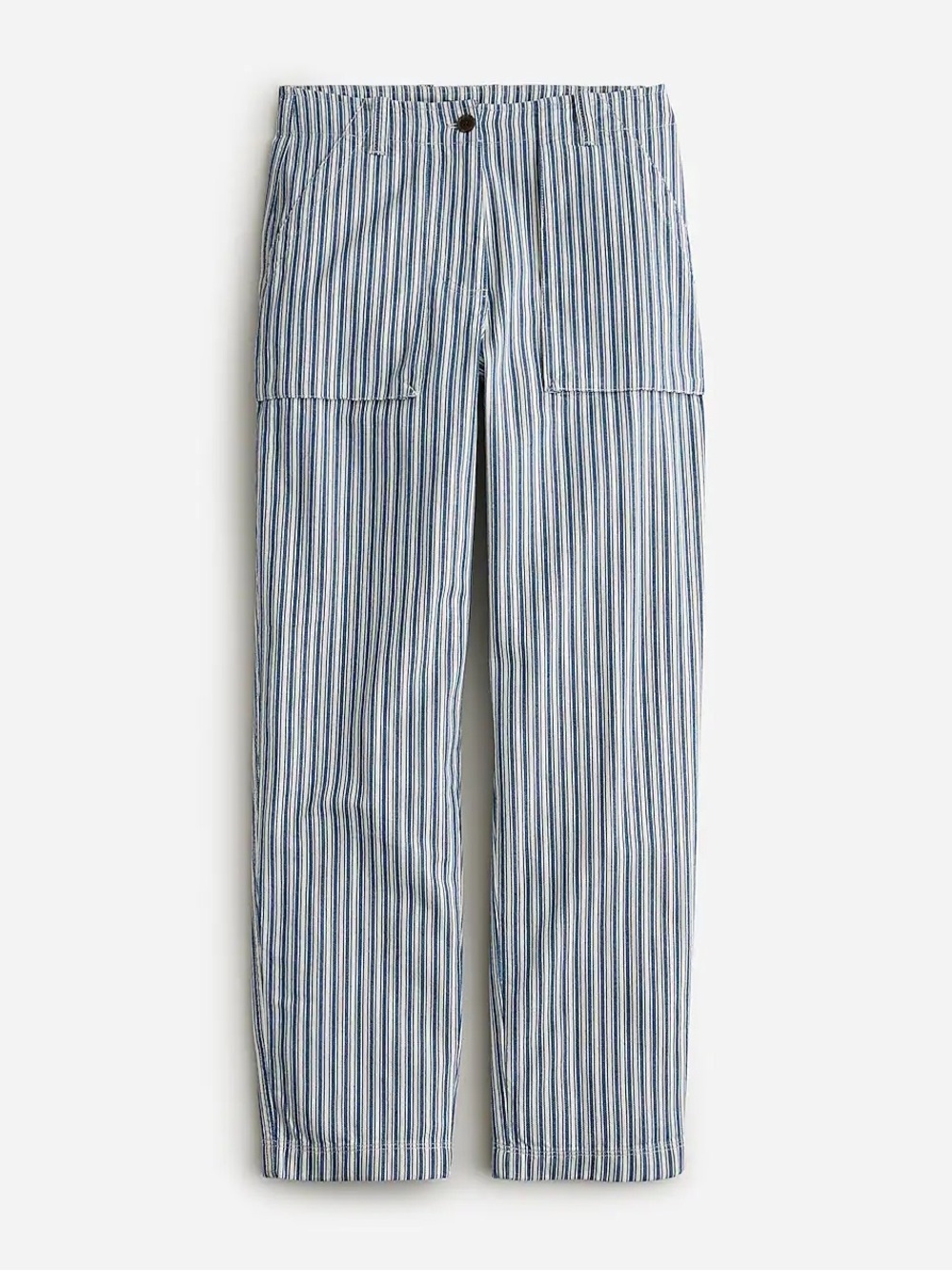 J.Crew Cargo Denim Pant in vertical navy stripe